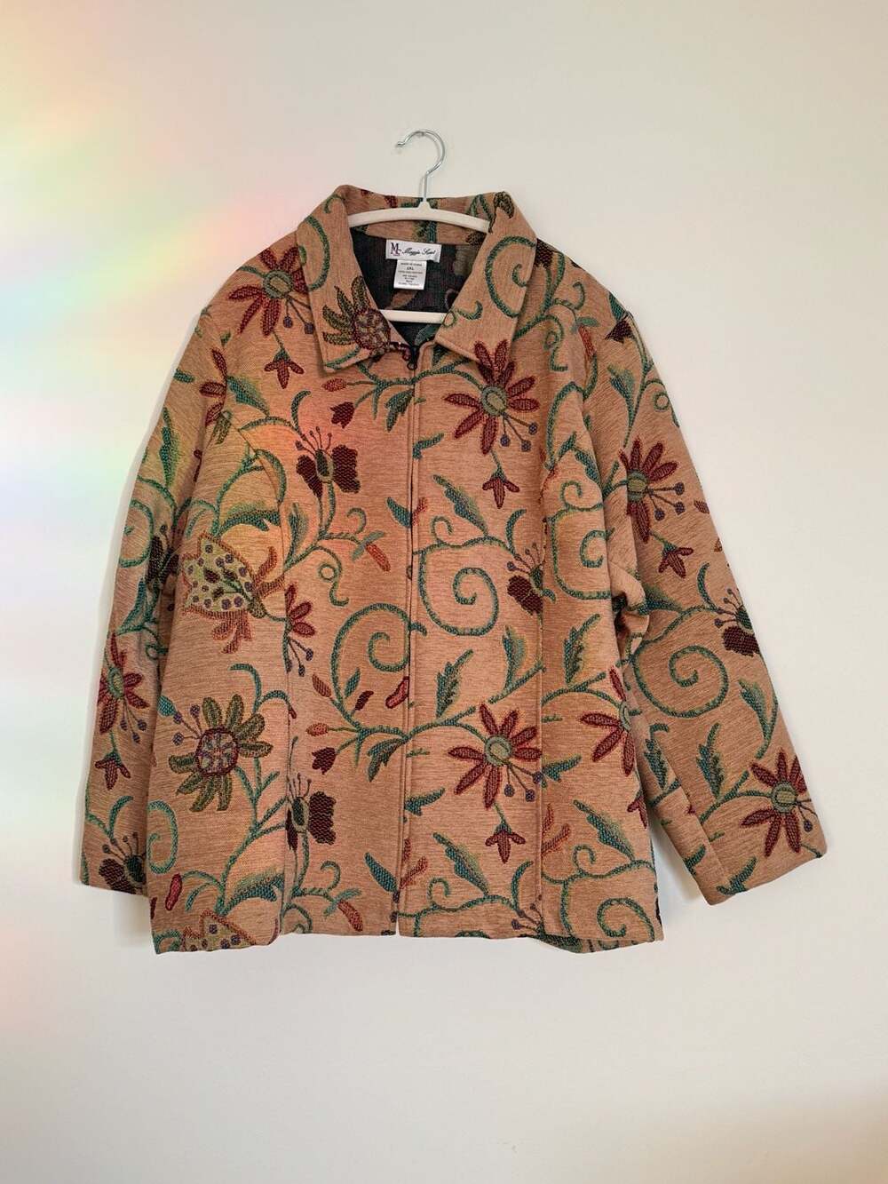 Maggie Sweet Tapestry Jacket Size 2XL Floral Zip Up